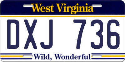 WV license plate DXJ736