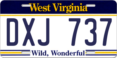 WV license plate DXJ737