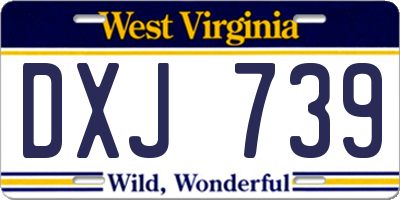 WV license plate DXJ739