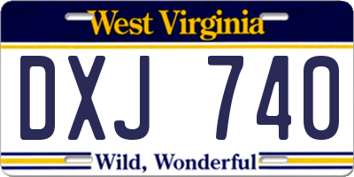 WV license plate DXJ740