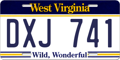 WV license plate DXJ741