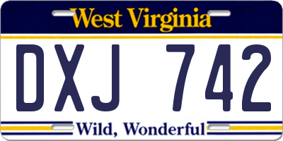 WV license plate DXJ742