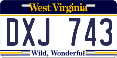 WV license plate DXJ743