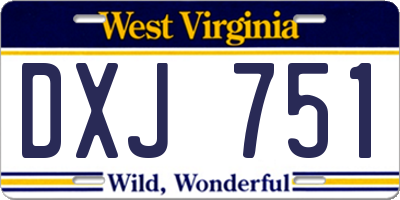 WV license plate DXJ751