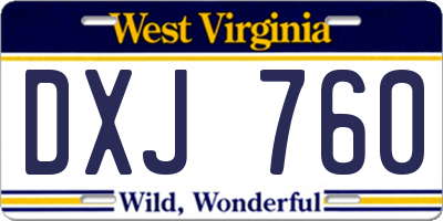 WV license plate DXJ760