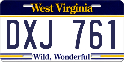 WV license plate DXJ761