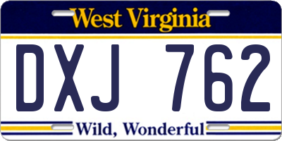 WV license plate DXJ762