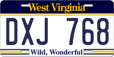 WV license plate DXJ768