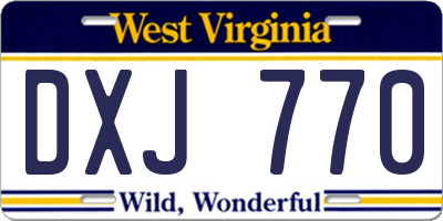WV license plate DXJ770