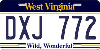 WV license plate DXJ772