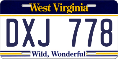 WV license plate DXJ778