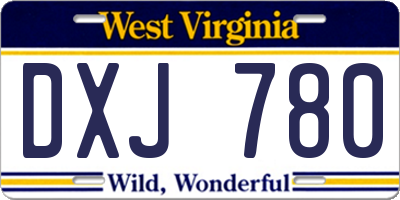 WV license plate DXJ780