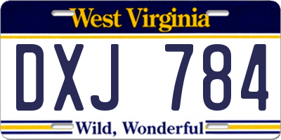 WV license plate DXJ784