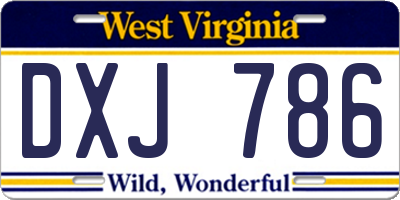 WV license plate DXJ786