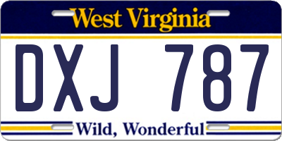 WV license plate DXJ787