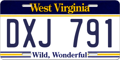 WV license plate DXJ791