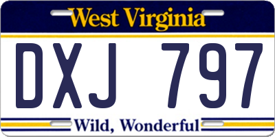 WV license plate DXJ797
