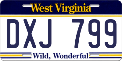 WV license plate DXJ799