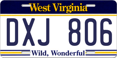 WV license plate DXJ806