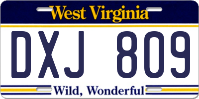 WV license plate DXJ809