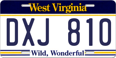 WV license plate DXJ810