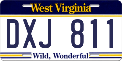 WV license plate DXJ811