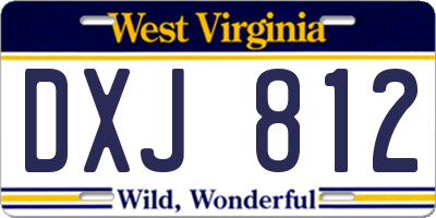 WV license plate DXJ812