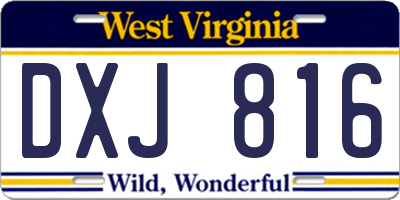 WV license plate DXJ816