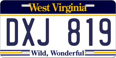 WV license plate DXJ819