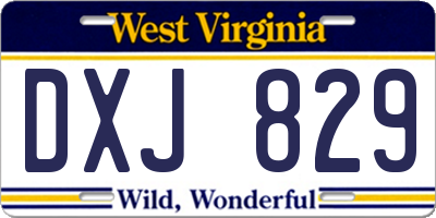 WV license plate DXJ829
