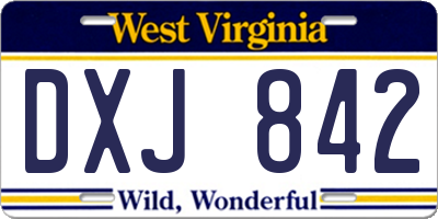 WV license plate DXJ842