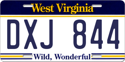 WV license plate DXJ844