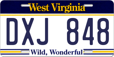 WV license plate DXJ848