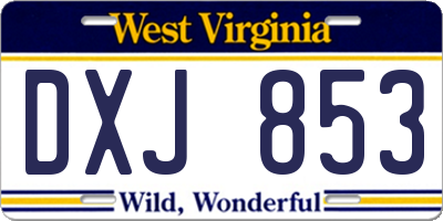 WV license plate DXJ853