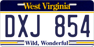 WV license plate DXJ854