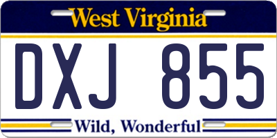 WV license plate DXJ855