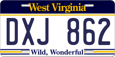 WV license plate DXJ862