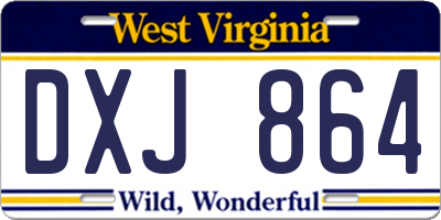 WV license plate DXJ864