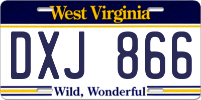 WV license plate DXJ866