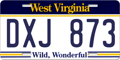 WV license plate DXJ873
