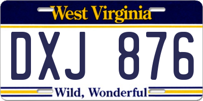 WV license plate DXJ876