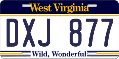 WV license plate DXJ877