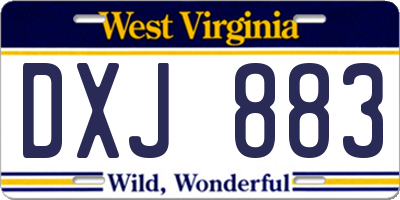 WV license plate DXJ883