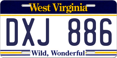 WV license plate DXJ886