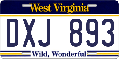 WV license plate DXJ893