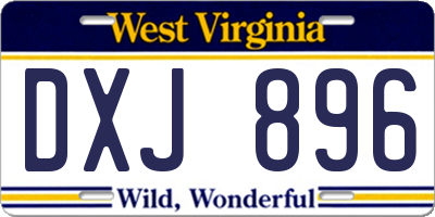 WV license plate DXJ896