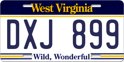 WV license plate DXJ899