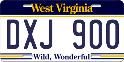 WV license plate DXJ900