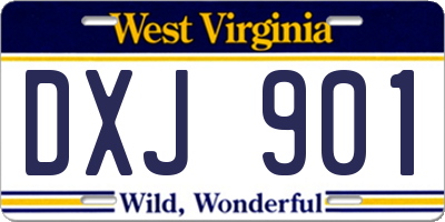 WV license plate DXJ901