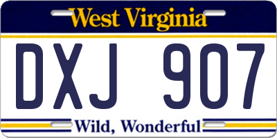 WV license plate DXJ907